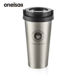 Oneisall แก้วกาแฟสุญญากาศ สเตนเลส 304 แบบพกพา 500 มล.