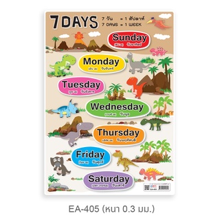 โปสเตอร์ 7 Days EA-405 โปสเตอร์ขนาด A4 พลาสติก PP สื่อการเรียนรู้ รายวิชาภาษาอังกฤษ สื่อการเรียนการสอน