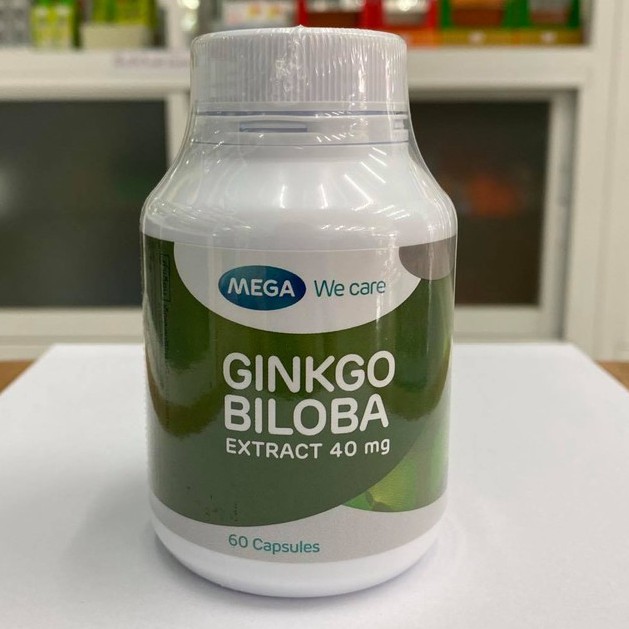 Mega Ginkgo Biloba extract 40 mg ใบแปะก๊วย 60 แคปซูล 1 กระปุก
