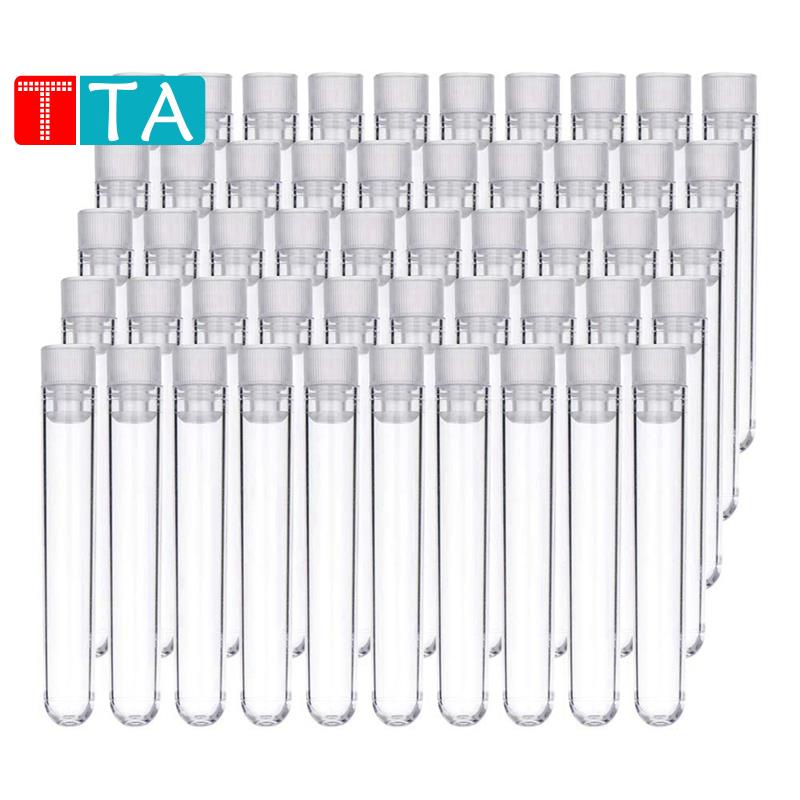 หลอดทดลองพลาสติกใส 100 ชิ้น พร้อมฝาสกรู สีขาว 12X75 มม.