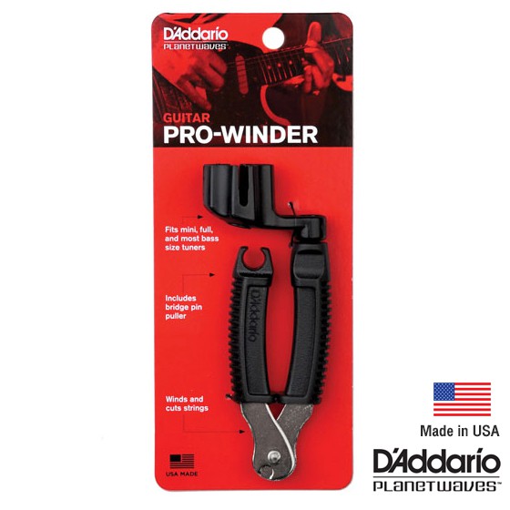 D'Addario® Pro Winder DP0002 ที่ตัดสายกีตาร์ / ที่งัดหมุด / ที่หมุนลูกบิด สำหรับกีตาร์โปร่ง,ไฟฟ้า (สีดำ)  *Made in US...
