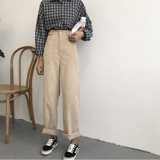 kafanno🌼 High-waist corduroy straight-leg pants wide-leg pants