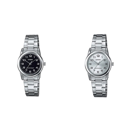 Casio นาฬิกาข้อมือผู้หญิง สายสแตนเลส  รุ่น LTP-V001D,LTP-V001D-1B,LTP-V001D-7B,LTP-V001D-1BUDF,LTP-V001D-7B