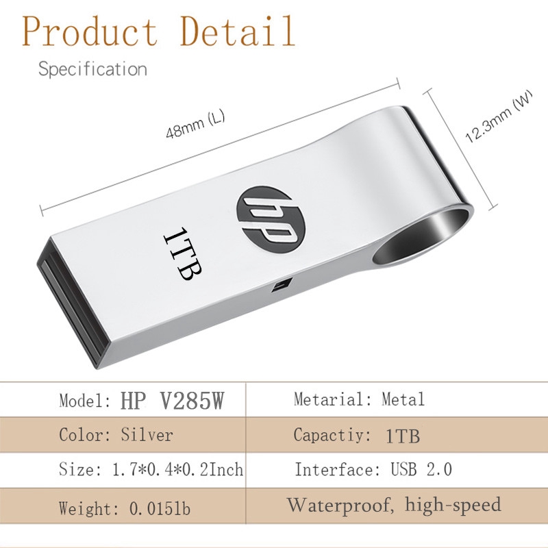 original hp v 285 usb แฟลชไดรฟ์โลหะแบบพกพา 1 tb #8