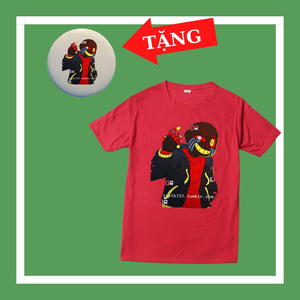 Error Sans เสื้อยืดแขนสั้นสีแดงและสีดํา Undertale Sans สําหรับเด็กชายและเด็กหญิงพร้อมป้าย Sans