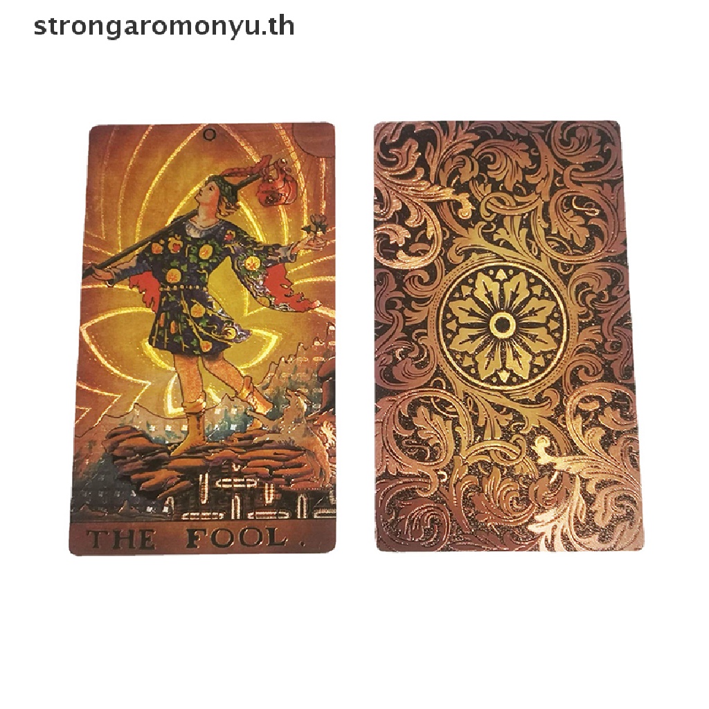 【strongaromonyu】 Set Tarot Cards Gift Box Luxury Gold Foil Tarot Card Hot Stamping PVC Waterproof 【TH】