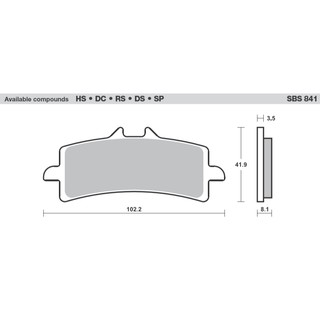 ผ้าเบรคหน้า SBS สำหรับ ปั้ม M4 M50 GP4R  Caliper