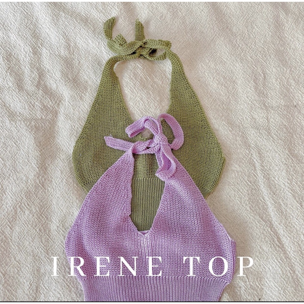 Irene top_sher.bkk เสื้อไหมพรมคล้องคอ crop top