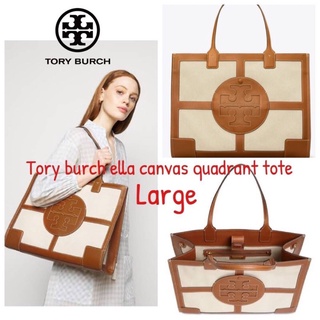 งานช็อป💕Tory burch ella canvas quadrant tote