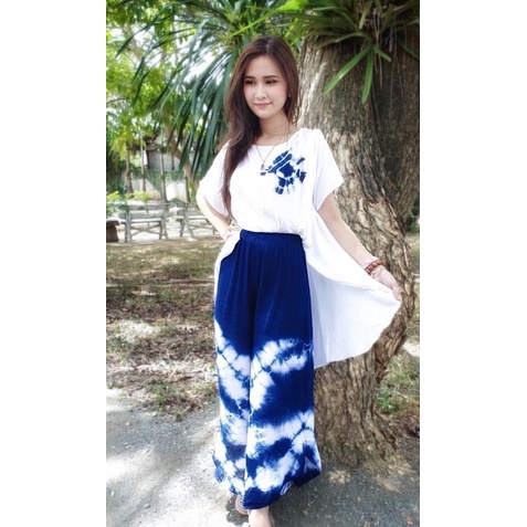 เซทมัดย้อม เสื้อหน้าสั้นหลังยาว+กางเกงขายาวระบายชาย 💖💖