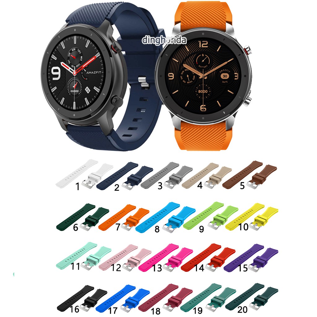 สายนาฬิกาข้อมือ ซิลิโคน สีพื้น สำหรับ Huami Amazfit GTR 47 มม GTR2 2e GTR3 pro GTR4 Balance Bip5 pro