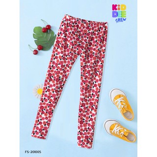 KiddeeCrew เลกกิ้งเด็กผู้หญิงสีขาวดอกไม้สีแดงRed flower Legging เหมาะสำหรับอายุ 1-10 ปี