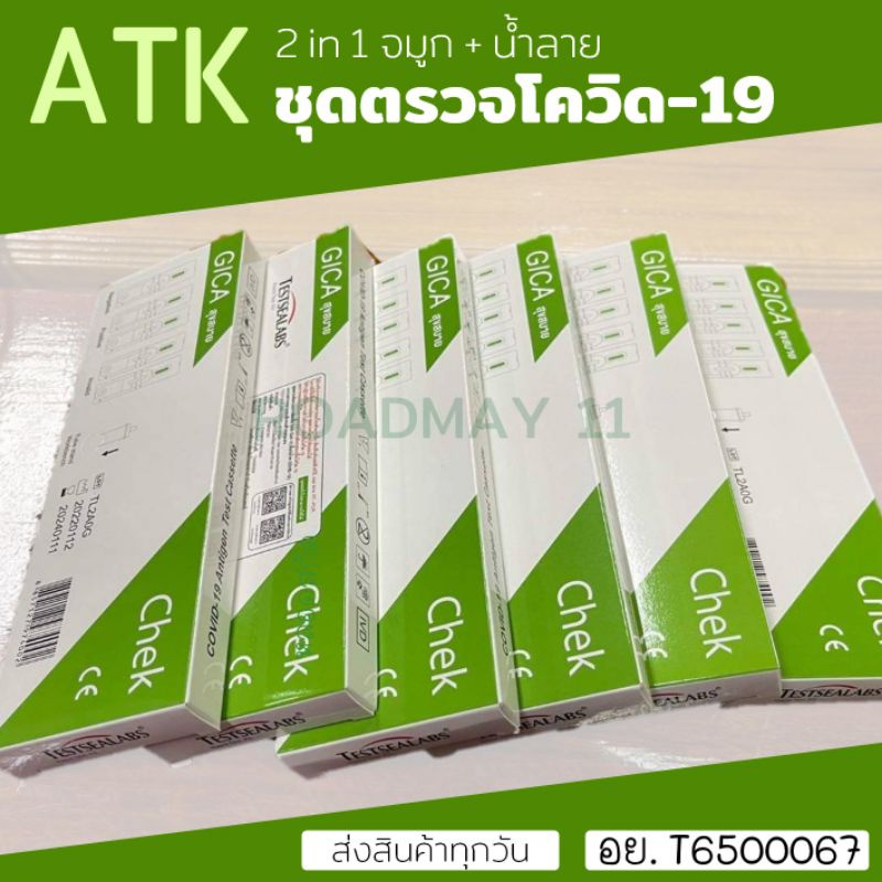 ชุดตรวจโควิค ชุดตรวจATK ชุดตรวจ GIGA 2in1TESTSEALABS, Green spring ตรวจได้ทั้งแบบแยงจมูกก้านยาว และแ