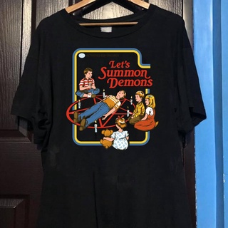 เสื้อยืด ผ้าฝ้าย 100% พิมพ์ลาย Lets Summon Demons Ringer By Steven Rhodes ของขวัญ สําหรับผู้ชาย และผู้หญิงSize S-5XL