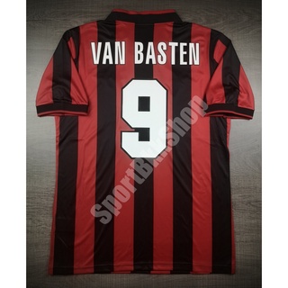 [Retro] - เสื้อฟุตยอล ย้อนยุค AC Milan Home เอซี มิลาน เหย้า 1990/91 พร้อมเบอร์ชื่อ 9 VAN BASTEN