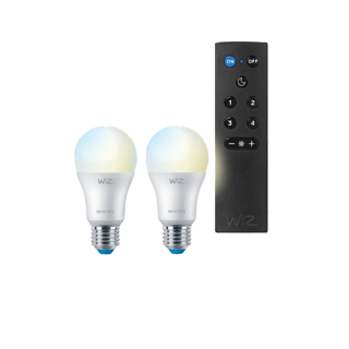 [2ชิ้น ลดเพิ่ม10%] Philips WiZ White Ambiance Starter Kit หลอดไฟเปลี่ยนสีอัจฉริยะ 2 หลอด + รีโมต