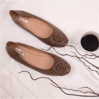 WOO Dahlia Lambskin Ballet Flats สีน้ำตาล Rocky Road