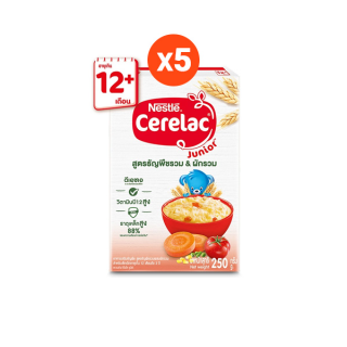 Cerelac ซีรีแล็ค อาหารเสริมธัญพืช ขนาด 250 กรัม 5 กล่อง