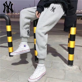 กางเกงขายาวลําลอง ผ้าฝ้ายถัก ปักลายโลโก้ MLB NY แบบดั้งเดิม สําหรับผู้ชาย และผู้หญิง เหมาะกับการเล่นกีฬา