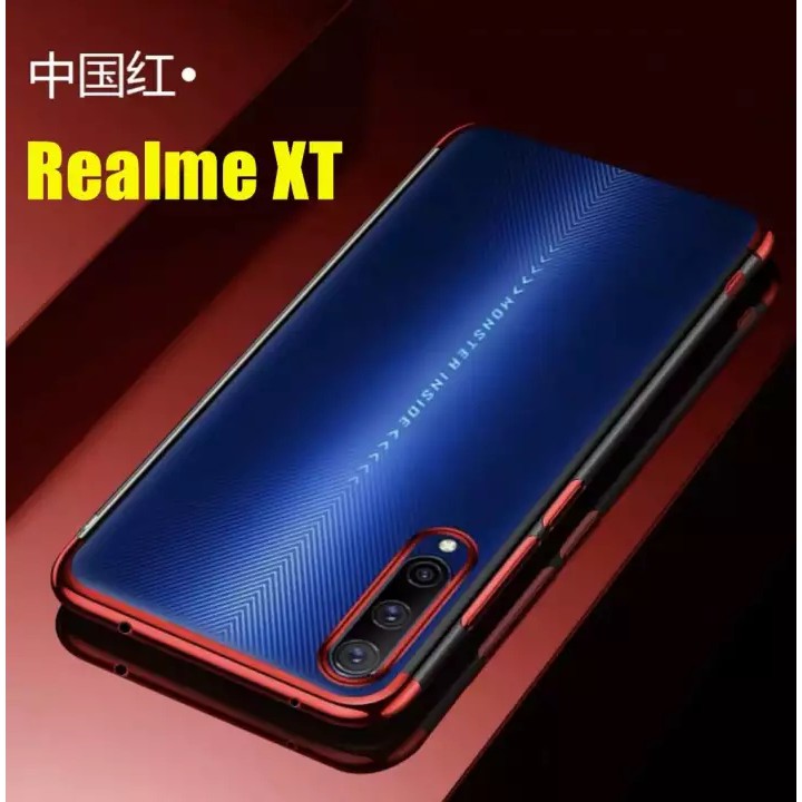 [ส่งจากไทย] Case Realme XT เคสเรียวมี Xt เคสนิ่ม TPU เคสใสขอบสี สินค้ามาใหม่ สีดำ สีแดงRealmeXT realme xt