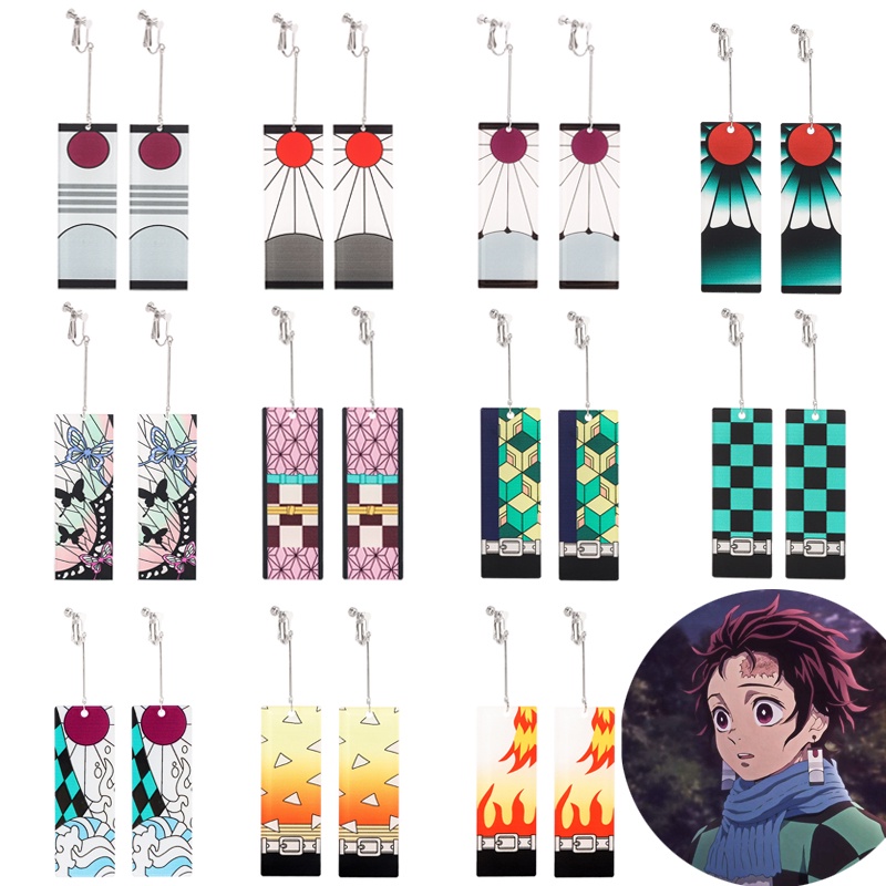 ต่างหูอะคริลิค จี้คอสเพลย์ Demon Slayer Tanjiro Kimetsu No Yaiba 14 แบบ