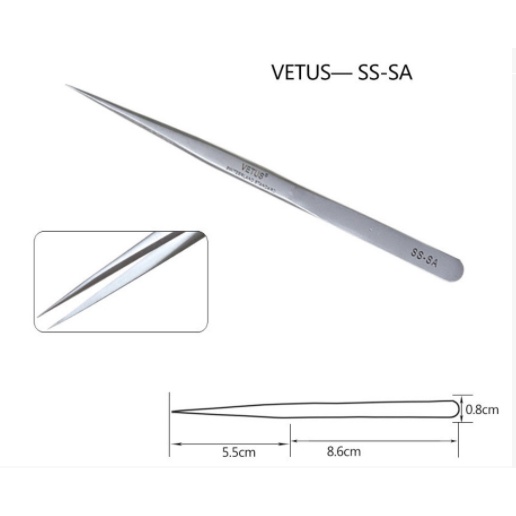 VETUS Super Fine High Precision Stainless Steel Tweezers SS-SA