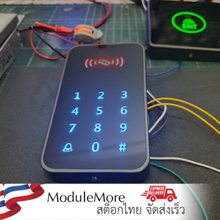 RFID reader ชุดหัวอ่านคีย์การ์ด หรือปุ่มกดรหัสแบบสัมผัส Access control กันน้ำ รองรับการ์ด 3000 ใบ K5 black [IC-3000 u...