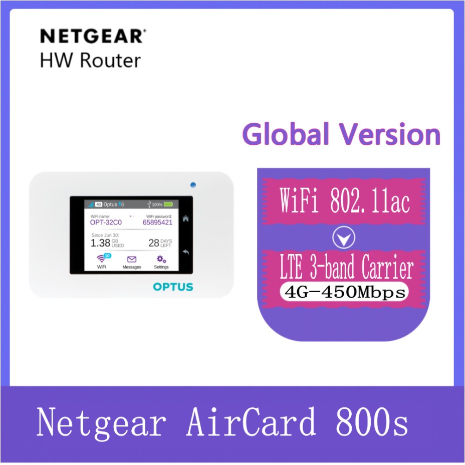 ❀Unlocked Netgear Aircard 800 S Ac800S 450 Mbps 3G 4G เราน์เตอร์ Lte Ais , Dtac , True ) อุปกรณ์เสริมคอมพิวเตอร์