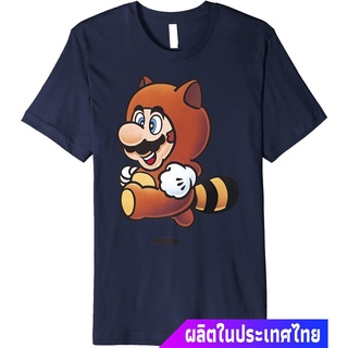 เสื้อยืดครอปนินเทนโด ซูเปอร์มาริโอ เกมส์ญี่ปุ่น การ์ตูน  Nintendo Super Mario Tanooki Suit Jump Premium T-Shirt teeคอกลม