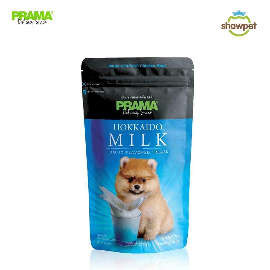 PRAMA Delicacy Snack พราม่า เดลิคาซี่ สแน็ค รสนม ขนมสุนัข ขนาด 70 กรัม