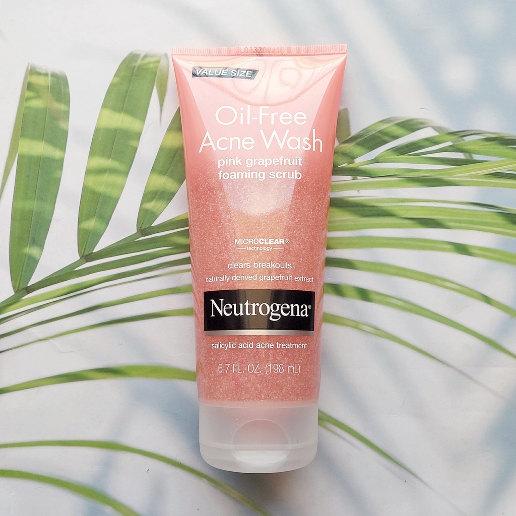 36% Sale!!! EXP. 12/24 นูโทรจีนา โฟม สครับ Oil-Free Acne Wash Pink Grapefruit Foaming Scrub 198 mL (Neutrogena®)