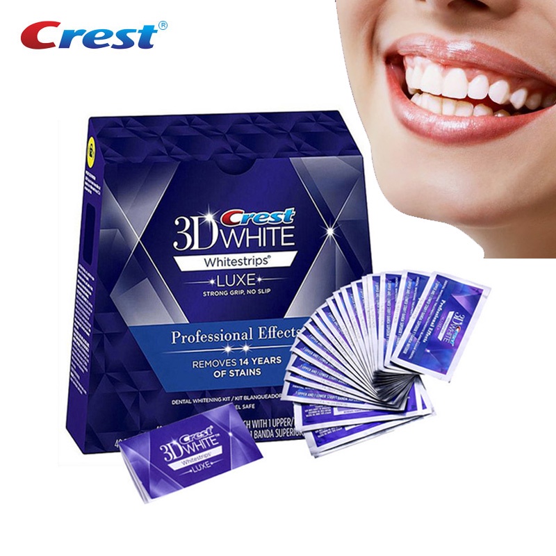 Crest White Chips 3D ฟันไวท์เทนนิ่ง Whitestrips แถบสีขาวทันตกรรมฟันไวท์เทนนิ่งสุขอนามัยในช่องปาก