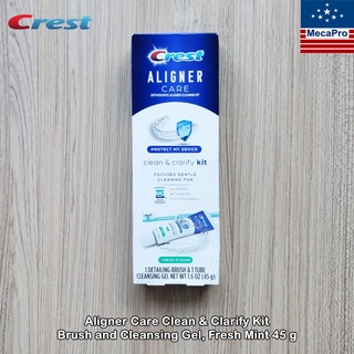 Crest® Aligner Care Clean &amp; Clarify Kit, Brush and Cleansing Gel, Fresh Mint 45 g เจลทำความสะอาดรีเทนเนอร์แบบใสพร้อมแปรง