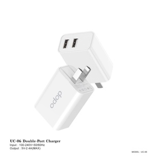 หัวชาร์จ dopo รหัส UC-06 Double Port Charger หัวชาร์จชาร์จได้ 2 ช่อง(เก็บขาได้) 5V/2.4A(MAX) รับประกัน 1 เดือน