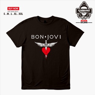 เสื้อยืด พิมพ์ลายโลโก้ Bon Jovi Band สําหรับผู้ชายสามารถปรับแต่งได้