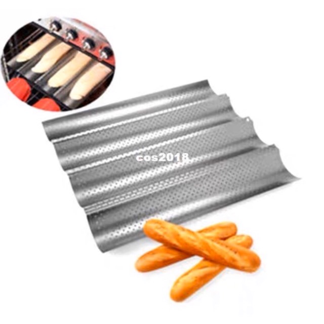 French Baguette 4-Slot ถาดอบแบบไม่ติดหยัก 38x33x2.5ซม