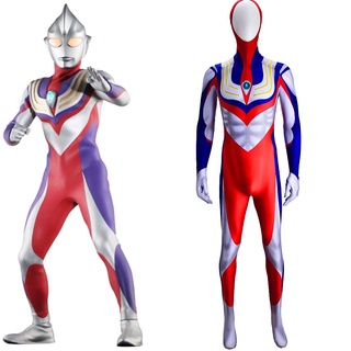 Ultraman Tiga Cosplay Costume Superhero Spandex Halloween Cosplay Bodysuit Zentai AWwS