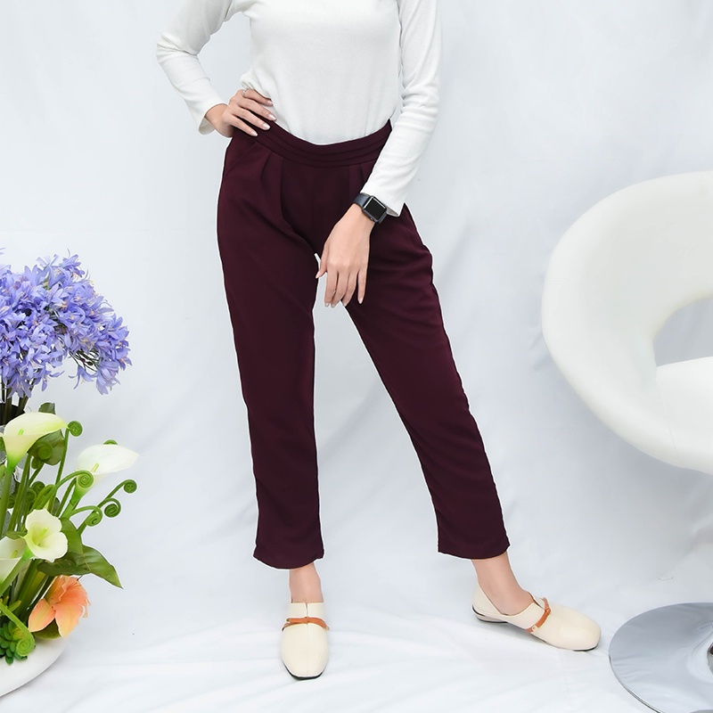 GALAXY  กางเกงทรงบอลลูน 8200B พรางพุง ขายาว ผ้ายืด