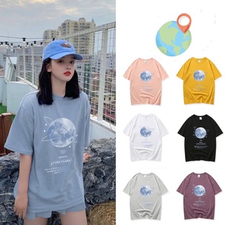 🌿SHOP MKLเสื้อยืดลายรูปโลก คอกลม แขนสั้น ใส่สบาย#9603