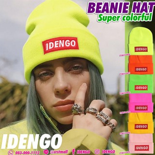 หมวกไหมพรมสีพื้นปัก ลาย IDENGO สีจี๊ดจ๊าด หมวกกันหนาว ใส่ไปเที่ยวในฤดูหนาว Beanie Hat No.F7Ah14-0090 แบรนด์ iDenGo