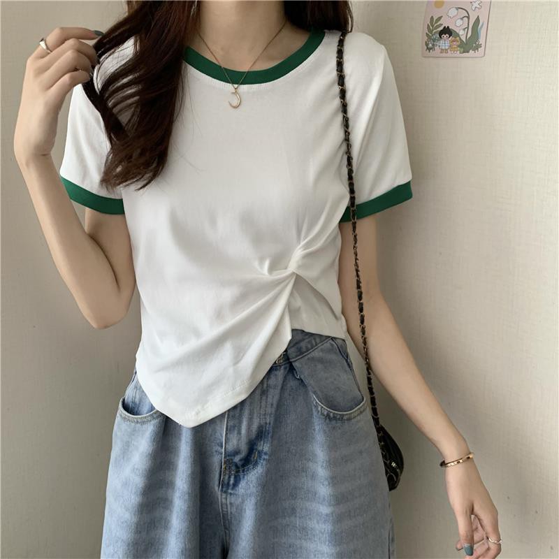 FBAShop เสื้อยืดคอกลม สีพื้นเนื้อผ้านิ่มสวมใส่สบาย รูปที่ 4