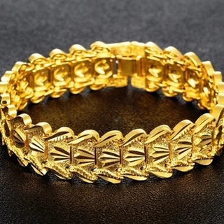 [Z H Jewelry] สร้อยข้อมือสเตนเลส ทอง 18K สไตล์ฮิปฮอป ร็อค เรโทร เครื่องประดับแฟชั่น สําหรับผู้ชาย