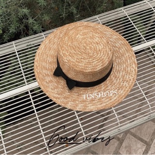 สินค้าพร้อมส่งที่ไทยจ้ะ Bamboo Boater hat สินค้าคุณภาพดีรูปถ่ายของร้านจริง ตรงปก