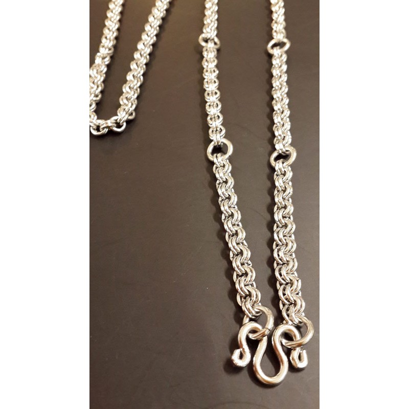 SA018 สร้อยสแตนเลสลายห่วงคู่ แขวนพระ 9 องค์ งานสแตนเลส เกรด 316L ลายขายดี สร้อยผู้ชาย สร้อยแขวนพระ ส