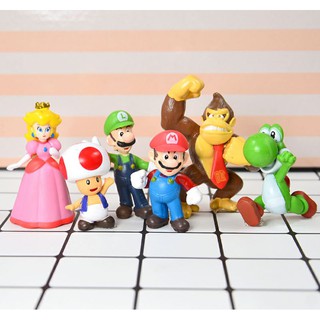 โมเดลมาริโอ้ ชุด 6 ตัว โมเดลMario จากเกมดัง สูง 4-7 Cm. (สินค้าจากจีน)