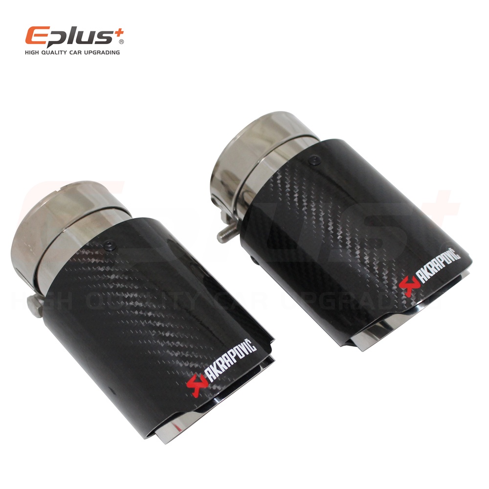 Akrapovic รถ Glossy Carbon Fibre Muffler ระบบท่อไอเสียท่อเคล็ดลับตรง Universal Silver สแตนเลสท่อไอเสีย D