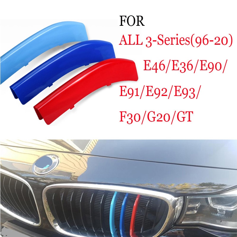 แถบ 3 สี กระจังหน้า BMW 3series F10 E36 G20 E90 E91 E92 E93 F30 F34 E46  กระจัง  Racing Grill Clip FOR BMW Series 3 GT E36 G20 E90 E91 E92 E93 F30 F34 E46 1996-2020