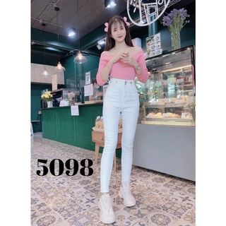 PNP-5098# กางเกงยีน​ส์ขา​ยาว​เอว​สูง​ผ้ายืด ใส่สบาย​เข้ารูป​ใส่กับอะ​ไรก็สวยจ้า​ ดีเทล​ดีมาก panipa 👧🏻