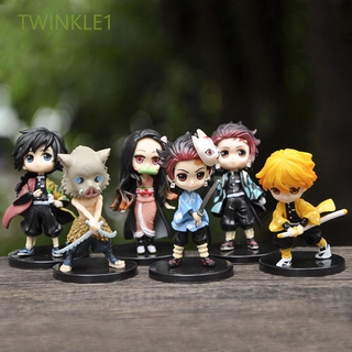 Twinkle1 ชุดตุ๊กตาฟิกเกอร์ สไตล์ Demon Slayer ขนาด 7 ซม. 6 ชิ้น/ชุด