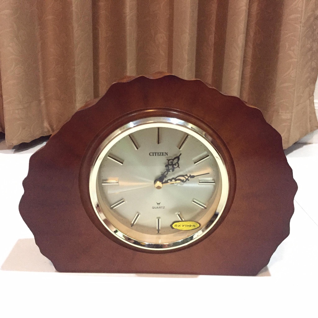 นาฬิกาตั้งโต๊ะเก่า นาฬิกาตั้งโต๊ะวินเทจ นาฬิกา citizen วินเทจ เครื่องญี่ปุ่น นาฬิกาตั้งโต๊ะ งานไม้แท้ สวยงาม ตกแต่งบ้าน